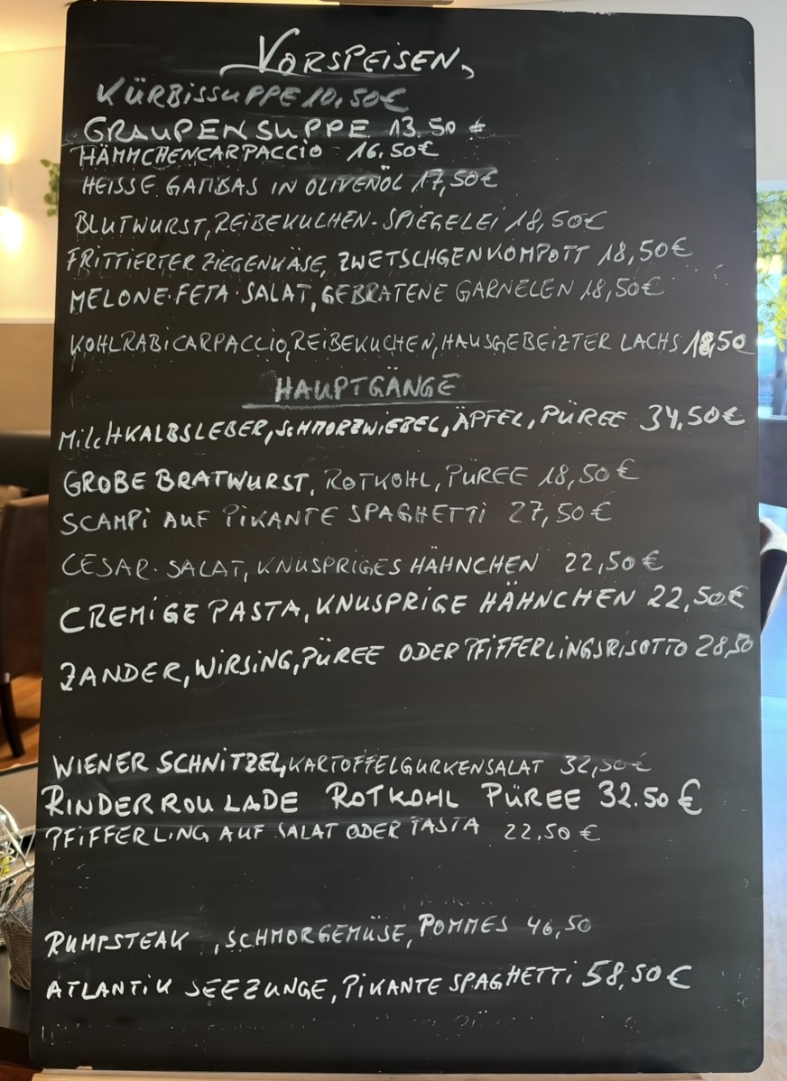 Tageskarte Restaurant Richartz